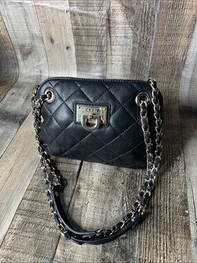 DKNY Donna Karan Quilted Soft Leather Small Handbag with Chain Straps
